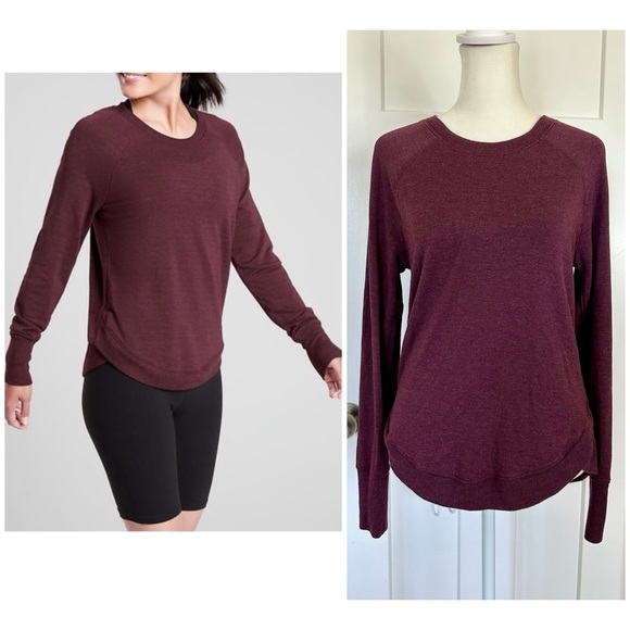 Athleta Soft Cassis Heather Long Sleeve Mindset Sweatshirt - size xs - Picture 1 of 9